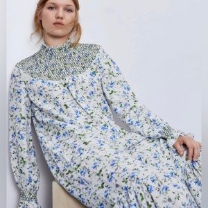 Zara Smocked Floral Maxi Dress